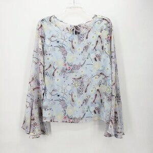 LE LIS nwot Floral Bell Sleeve Chiffon Overlay Top